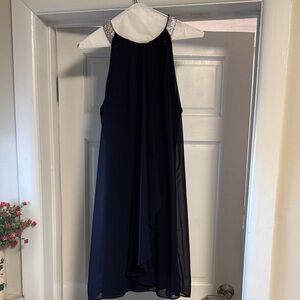 MSK Navy Backless Dress with Silver Accents
